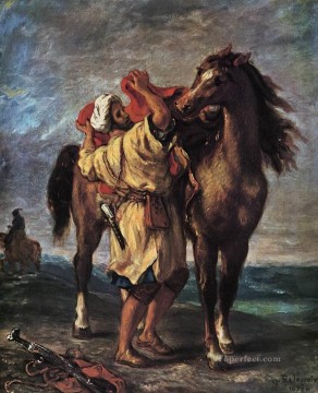 ウジェーヌ・ドラクロワ Painting - マロカンと馬のロマンティック ウジェーヌ・ドラクロワ